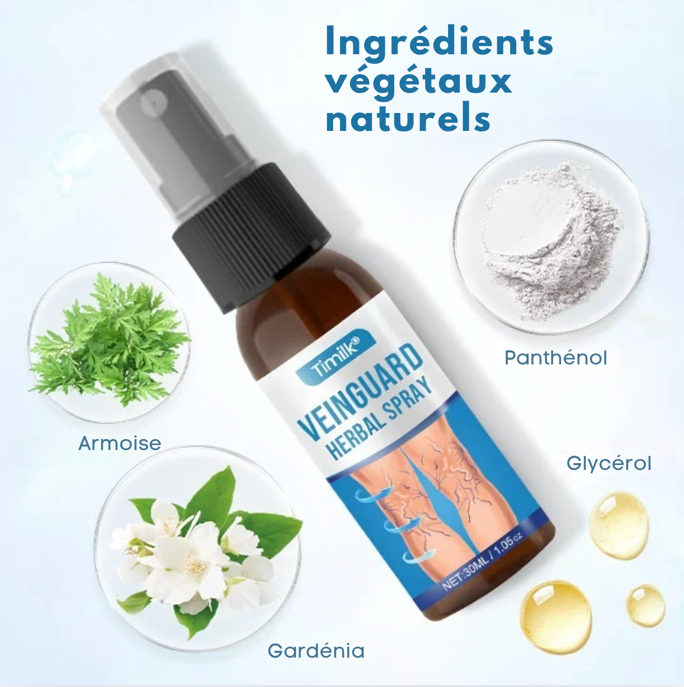 Vein Guard Herbal Spray Timilk.Soin Varices Jambes Légères en Quelques Jours ®