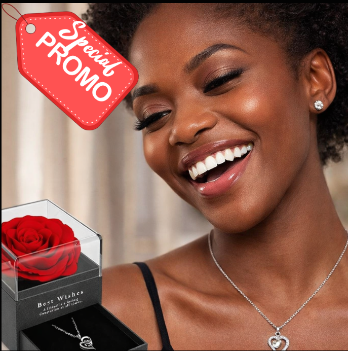 🌹 Boîtier Tiroir Luxe avec Rose Éternelle & Collier 💎™