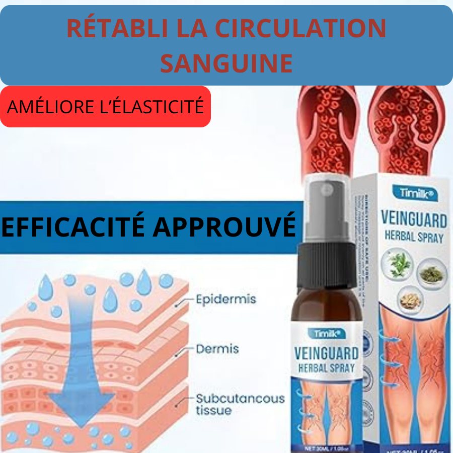 Vein Guard Herbal Spray Timilk.Soin Varices Jambes Légères en Quelques Jours ®