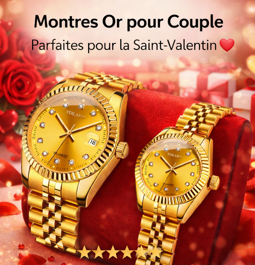 Montres Couple Élégance Dorée